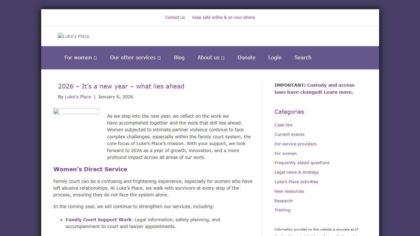 2026 – It’s a new year – what lies ahead  – Luke's Place